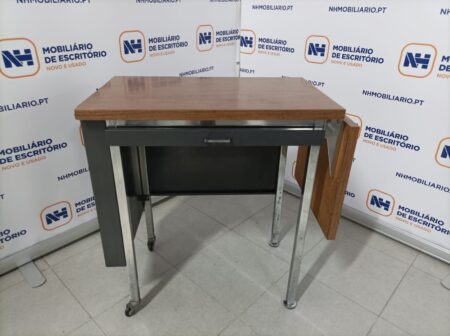 MESA DE APOIO ESCRITÓRIO "VINTAGE" - NOGUEIRA / ANTRACITE/INOX - Image 3