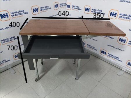 MESA DE APOIO ESCRITÓRIO "VINTAGE" - NOGUEIRA / ANTRACITE/INOX - Image 2