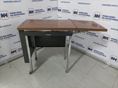 MESA DE APOIO ESCRITÓRIO "VINTAGE" - NOGUEIRA / ANTRACITE/INOX