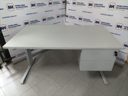 SECRETÁRIAS DE ESCRITÓRIO Linha UNI 1200x800 C/ BLOCO GAVETAS FIXO - ML CINZA / CINZA - Image 2