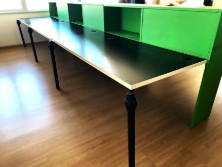 ILHA DE TRABALHO OPEN SPACE C/ 6 POSTOS - ML PRETO (C/ ORLA MAPLE) / VERDE/PRETO