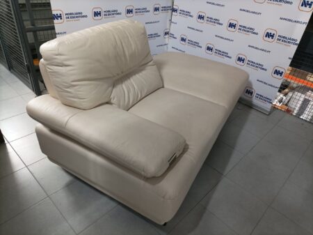 CONJUNTO SOFÁ DE SALA/ESPERA + CHAISE LONGUE - PELE BEGE - Image 7