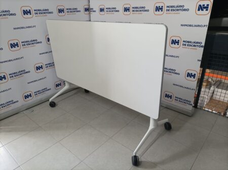 MESAS DE FORMAÇÃO / MULTIUSOS 1400x680 TAMPO REBATÍVEL C/ RODAS - ML BRANCO / BRANCO - Image 3