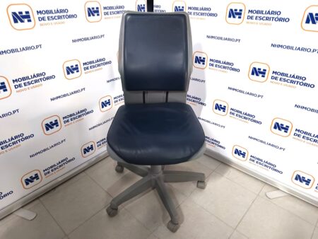 CADEIRAS ESCRITÓRIO OPERATIVA C/ RODAS "STEELCASE" - PELE AZUL / CINZA - Image 2