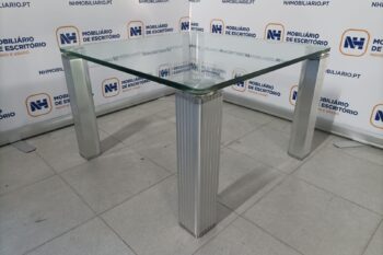 MESA DE CENTRO 760x760 - VIDRO / ALUMÍNIO