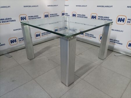MESA DE CENTRO 760x760 - VIDRO / ALUMÍNIO