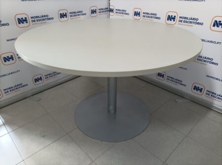 MESA DE REUNIÕES REDONDA 1200 - ML CINZA / ALUMÍNIO