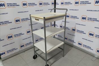 CARRINHO DE SERVIÇO P/ COPA/BAR - PVC BRANCO / ALUMÍNIO