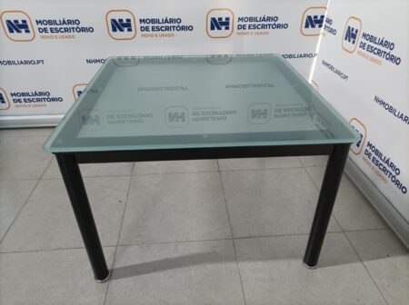MESA DE CENTRO QUADRADA 600x600 - VIDRO FOSCO / PRETO - Image 2