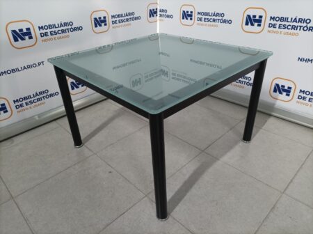 MESA DE CENTRO QUADRADA 600x600 - VIDRO FOSCO / PRETO