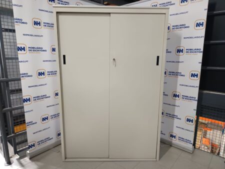 ARMÁRIO METÁLICO 1800x1200 C/ PORTAS CORRER EM CHAPA – ML CINZA / BEGE