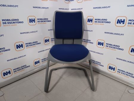 CADEIRAS VISITA / REUNIÕES BASE TRENÓ "STEELCASE" - TECIDO AZUL / CINZA