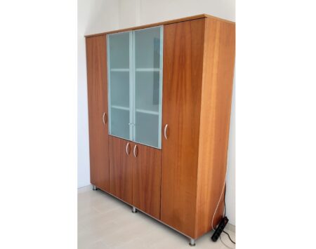 ARMÁRIO DE ESCRITÓRIO C/ PORTAS BATER 2000x1800 – ML CEREJEIRA / VIDRO FOSCO