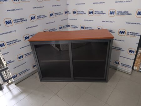 ARMÁRIO DE APOIO 830x1200 C/ PORTAS CORRER - ML CEREJEIRA / VIDRO / ANTRACITE