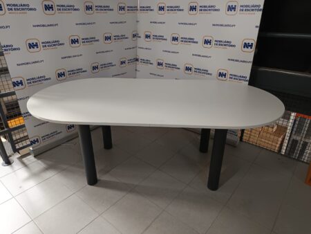 MESAS DE REUNIÃO OVAL 2000x1000 - ML BRANCO / ANTRACITE