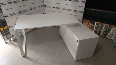 POSTO TRABALHO DIRECIONAL 1600x1200 C/ ARMÁRIO LATERAL - ML BRANCO / BRANCO - Image 2