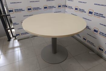 MESA DE REUNIÕES REDONDA 1000 - ML MAPLE / ALUMÍNIO