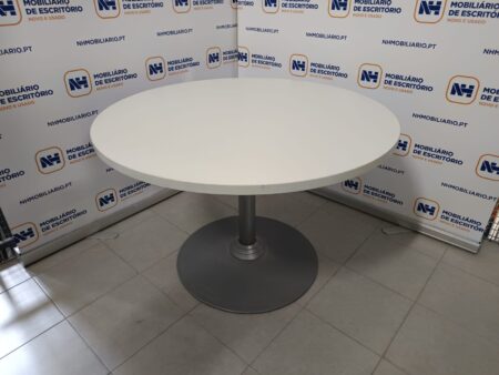 MESA DE REUNIÕES REDONDA 1100 - ML BRANCO / ANTRACITE