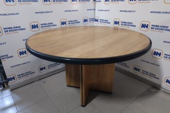 MESA DE REUNIÕES REDONDA 1200 - MADEIRA CARVALHO