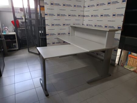 BALCÃO DE ATENDIMENTO / POSTO RECEÇÃO 1600x1600 C/ ALONGA - ML CINZA / CINZA / ALUMÍNIO - Image 2