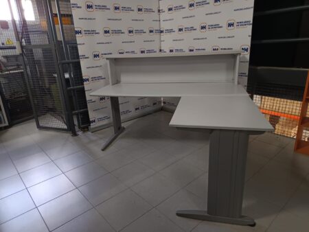 BALCÃO DE ATENDIMENTO / POSTO RECEÇÃO 1600x1600 C/ ALONGA - ML CINZA / CINZA / ALUMÍNIO