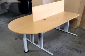 ILHAS DE TRABALHO "ECO-MED" C/ 2 POSTOS 1400x600 C/ MEIA LUA - ML FAIA / CINZA